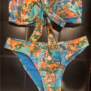 No Boundaries Bikini - Blue and Orange Floral